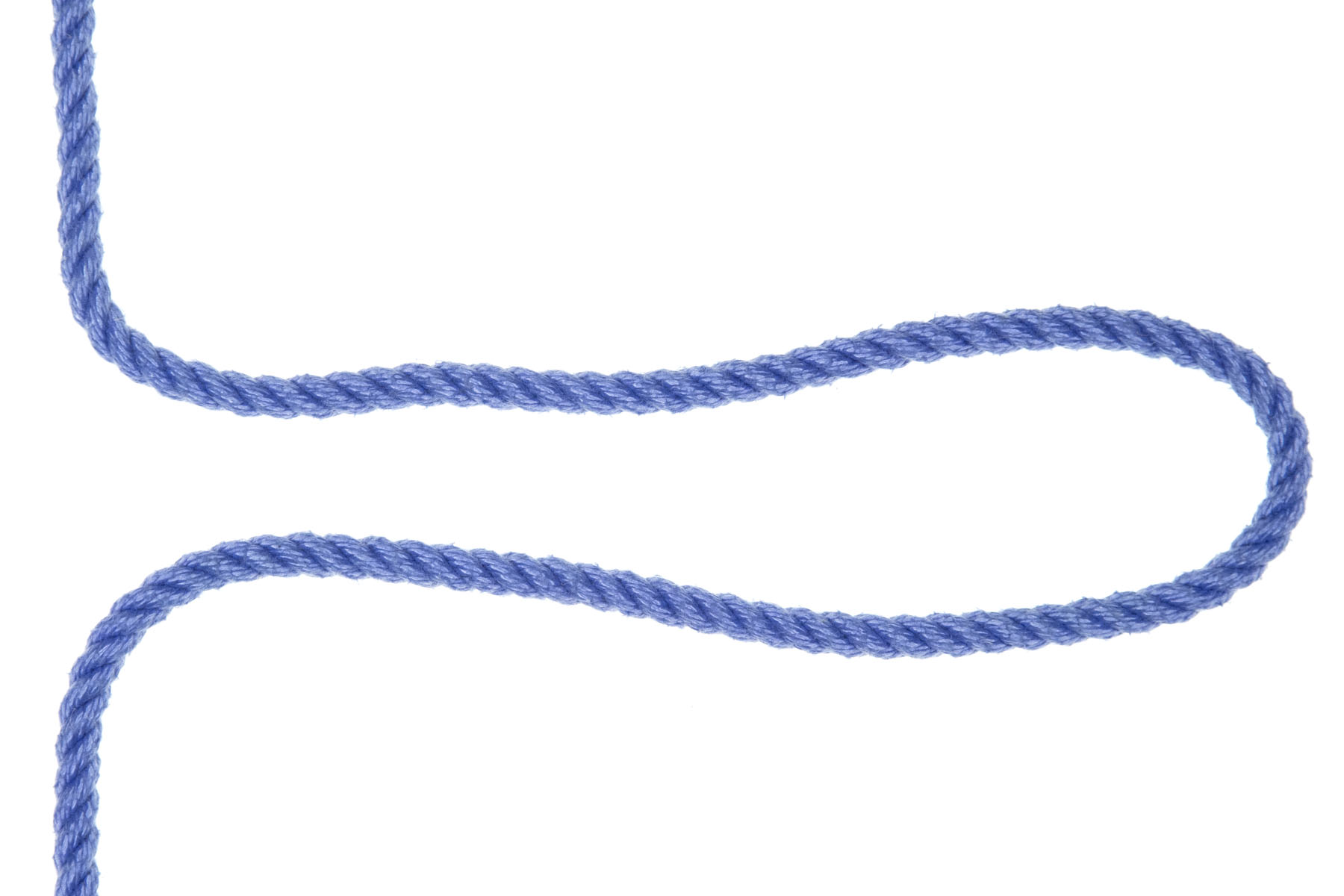 A blue rope enters from the top left. It is pulled into a twelve inch bight that points to the right. The end of the rope exits at the bottom left.